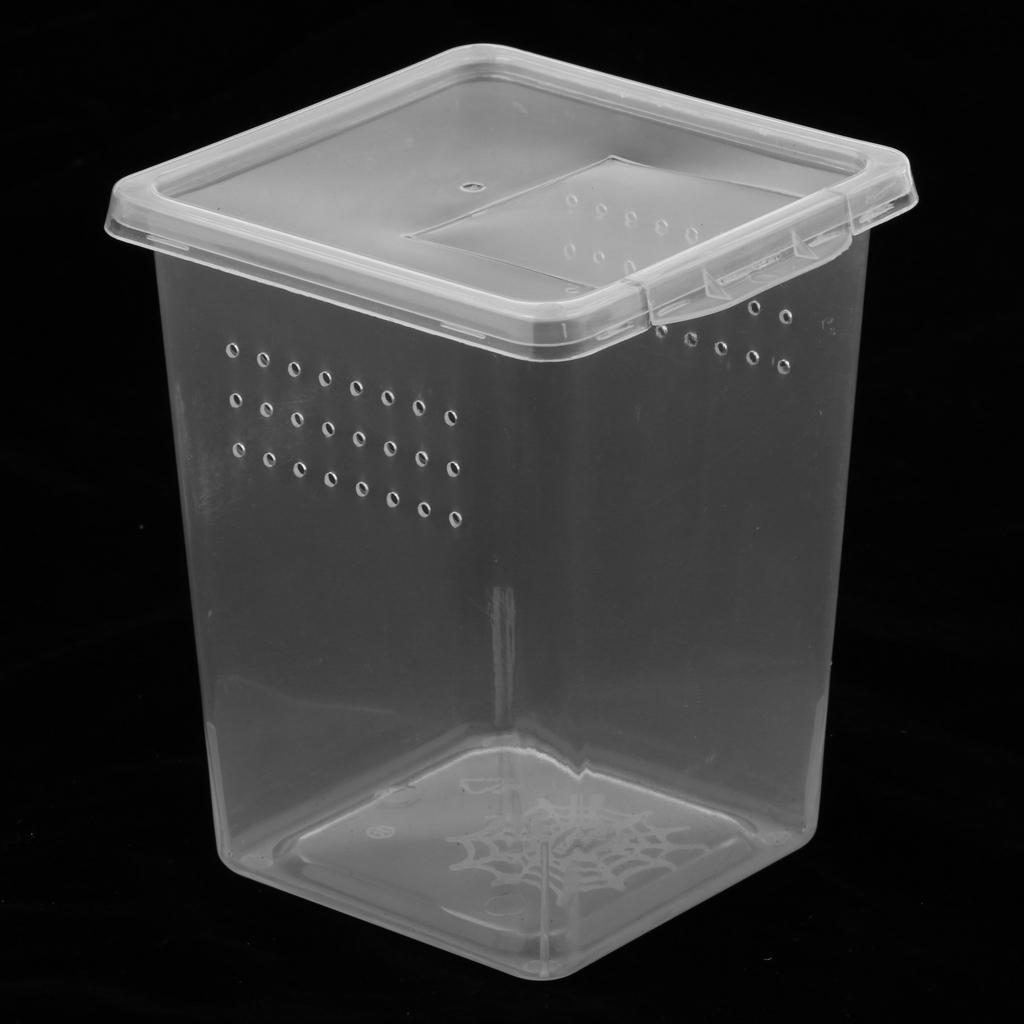 2x Clear Plastic Insect Spider Habitat Feeding Box Cage Container 3x3x4 inch