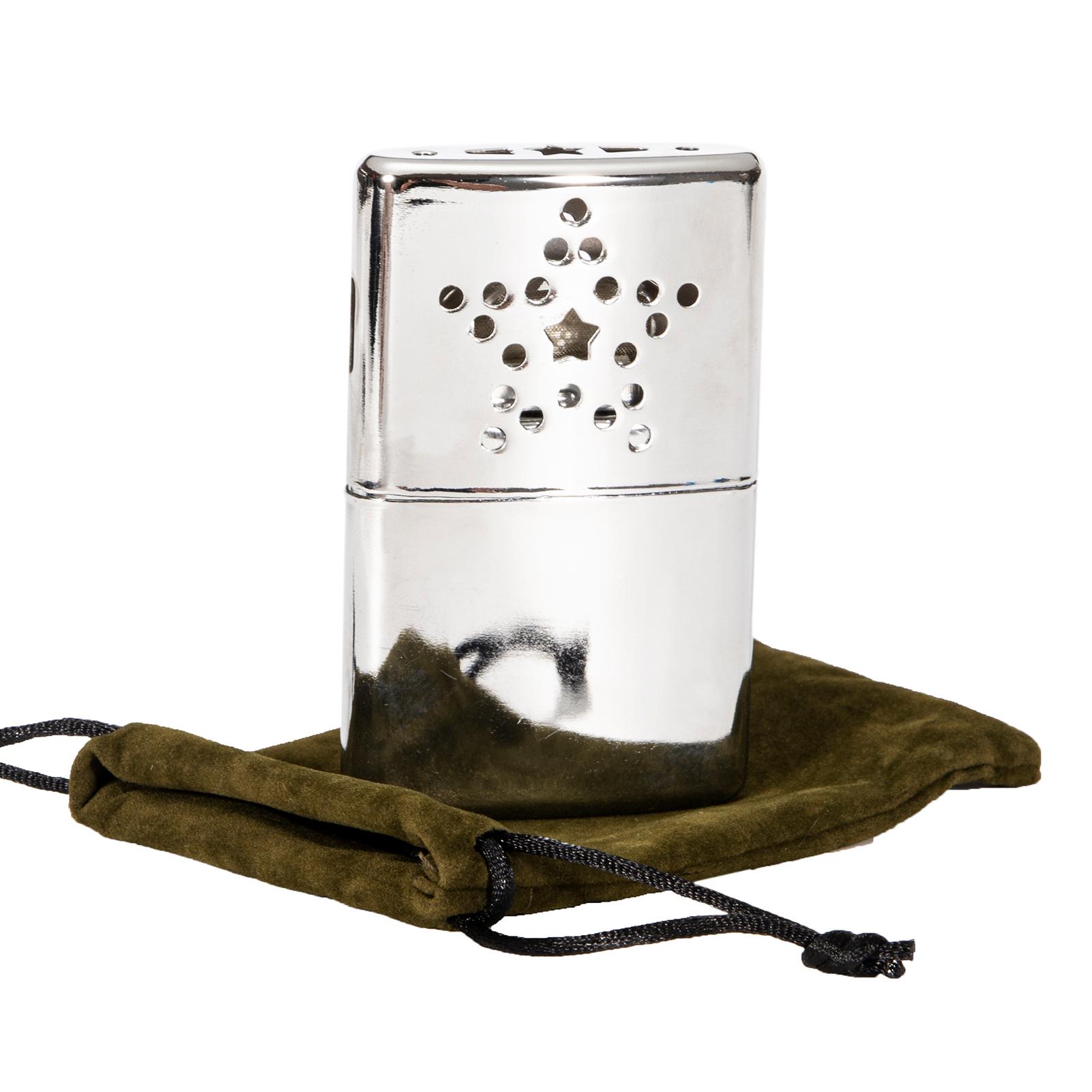 Outdoor Portable Metal Hand Warmer with Pouch for Fishing Camping Hiking