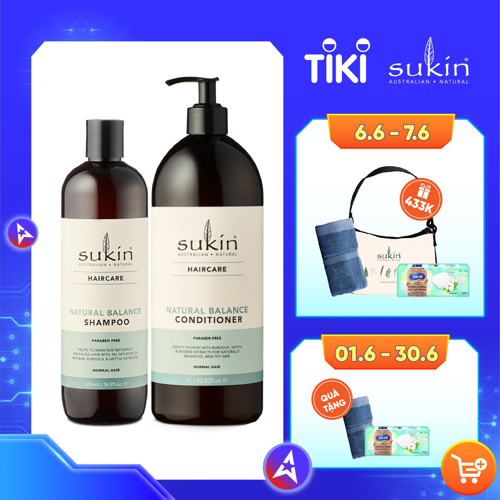 Combo Chăm Sóc Tóc Từ Thiên Nhiên Natural Balance Shampoo 500ml + Conditioner 1000ml