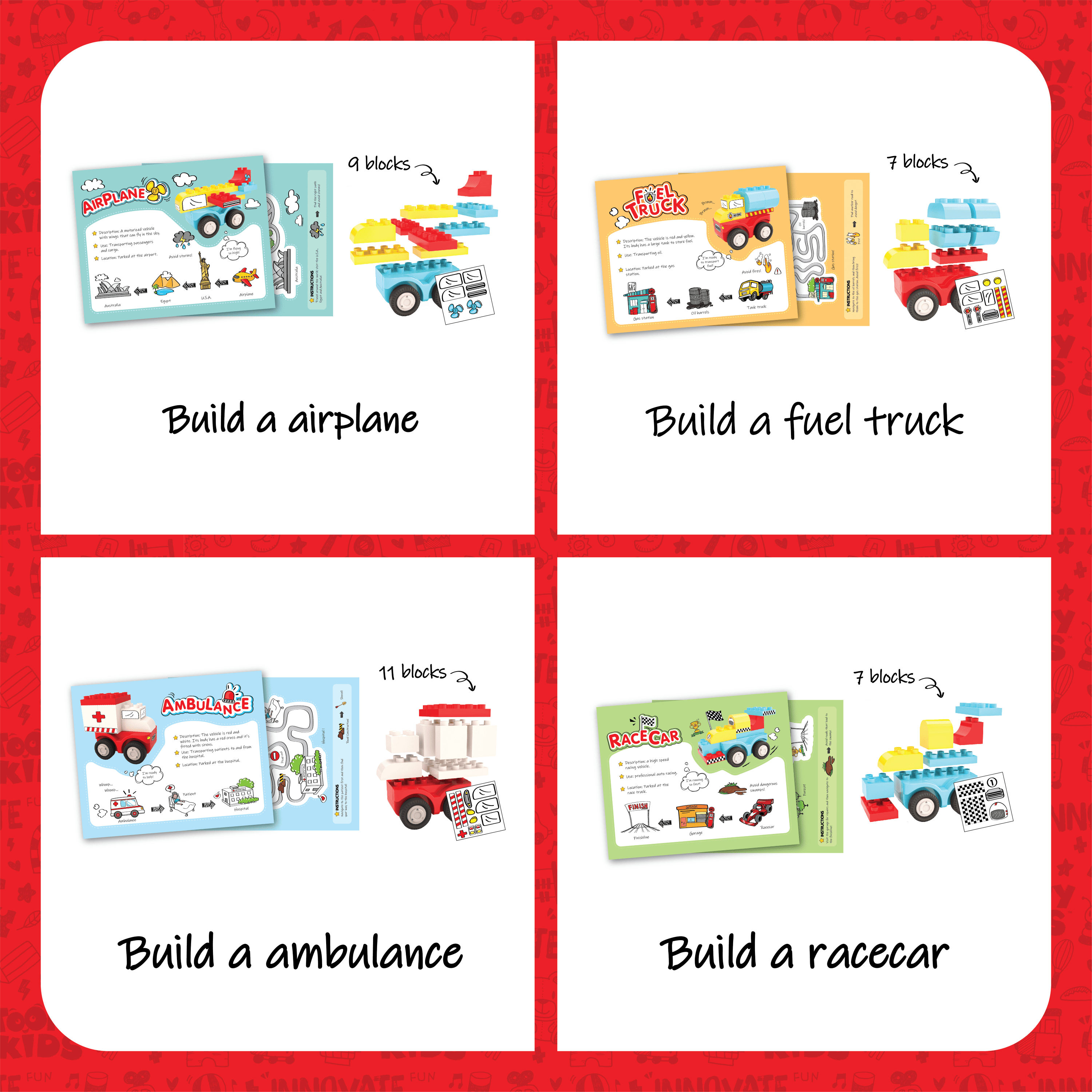 Đồ Chơi Bộ Xe Hơi Lắp Ráp Sáng Tạo Theo Chủ Đề TOONYKIDS - Creator Vehicle TN00322