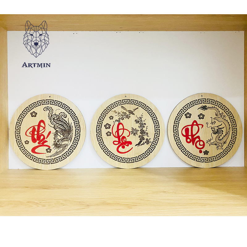 Chữ Lộc Hoa Văn Thư Pháp - Bảng Gỗ Decor - Trang Trí Nhà Cửa - Tết