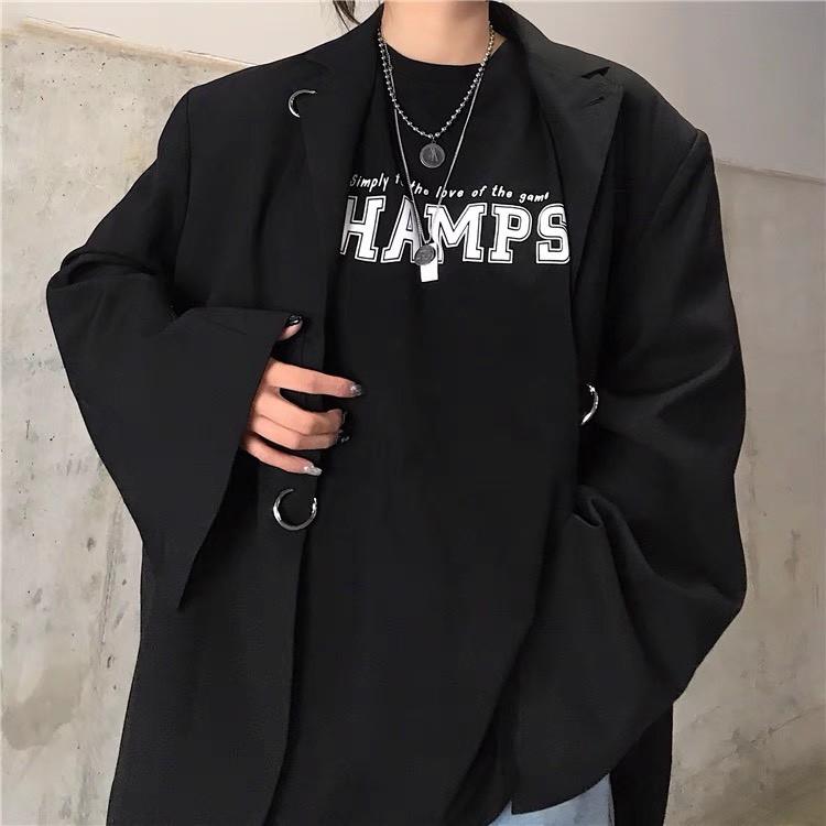 Hình ảnh áo thun tay lỡ unisex form rộng CHAMPS, áo phông nam nữ oversize 2 màu đen trắng co giãn 4 chiều ATL86 - Beshine Store