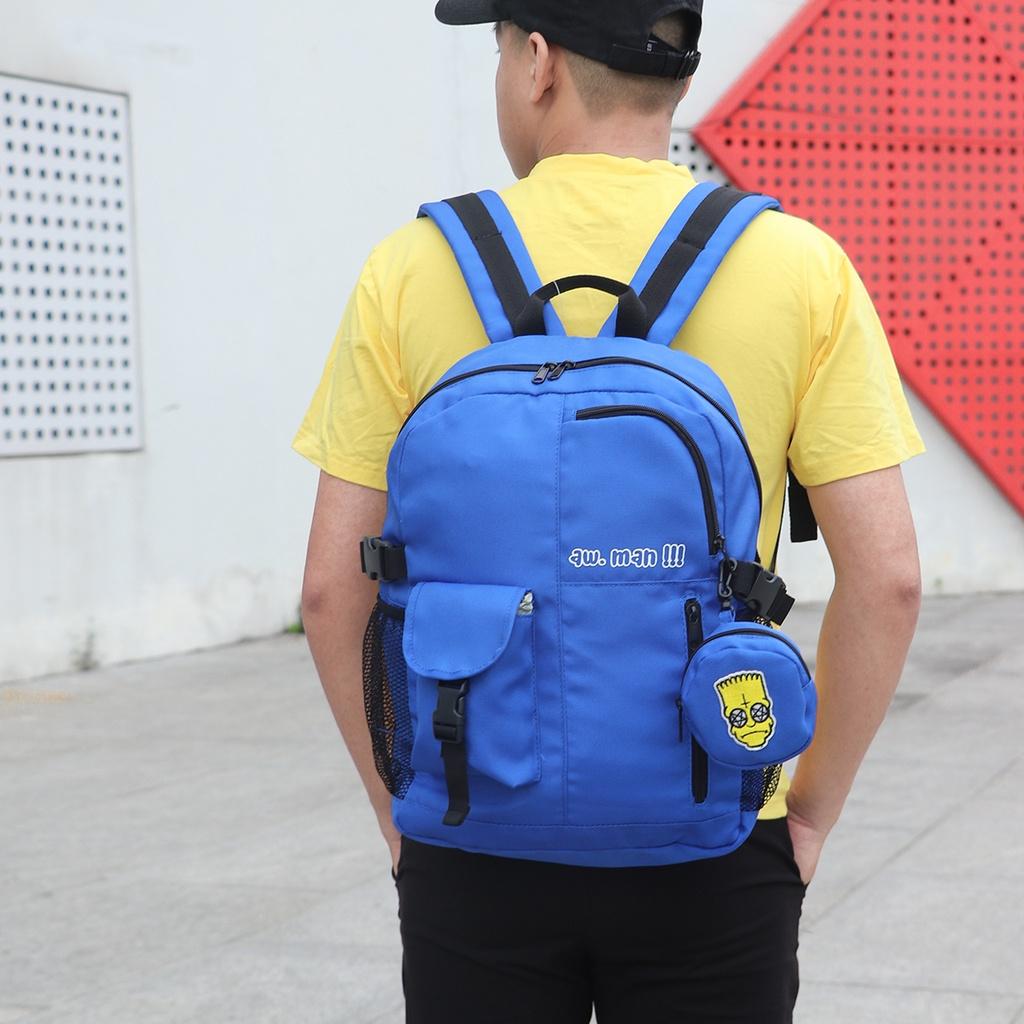 Balo thời trang đi học nam nữ unisex màu sắc nổi bật với chất dù siêu bền nhẹ  - BOM