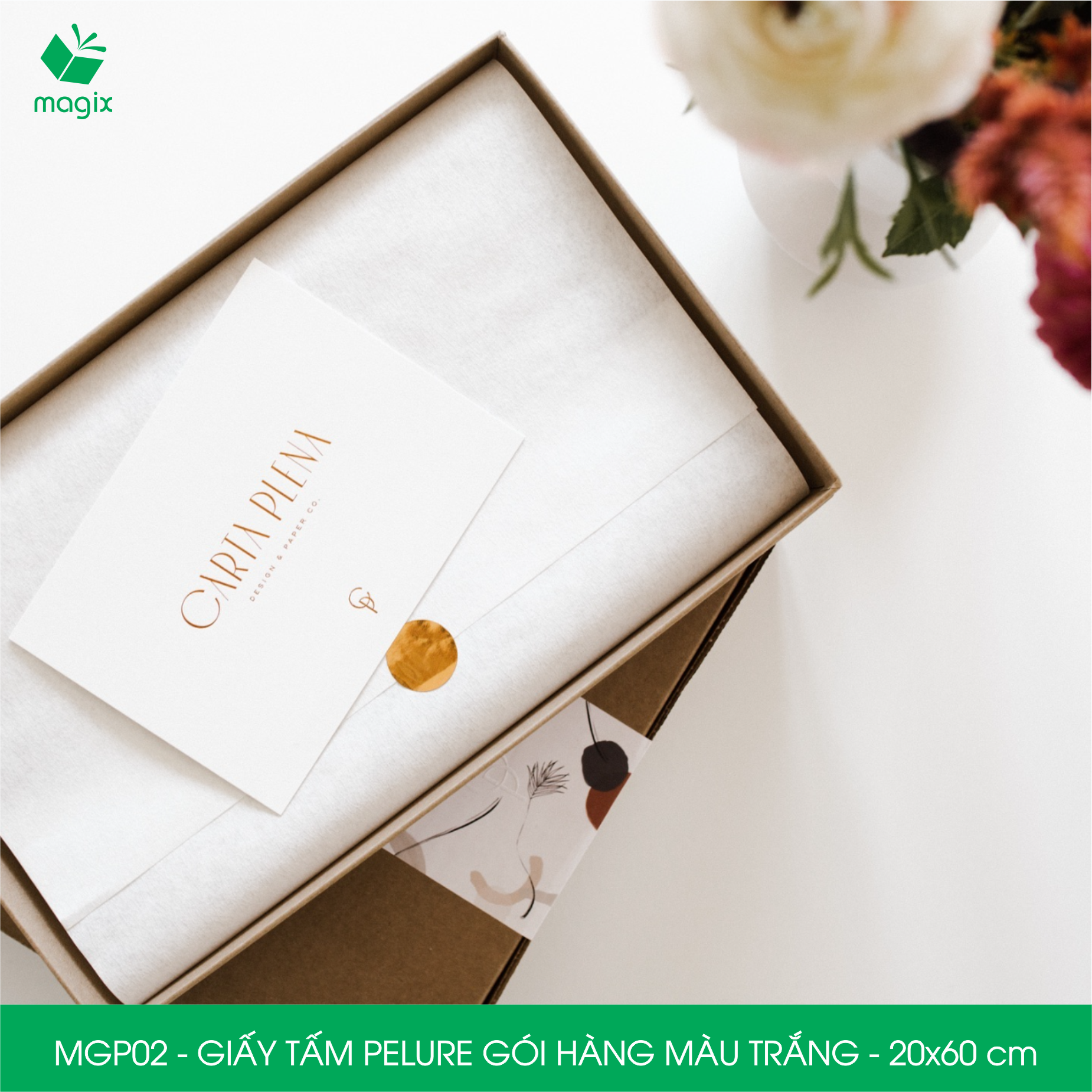 MGP02 - 20x60 cm - 1KG giấy Pelure trắng đóng hàng, giấy nến gói quần áo, giày dép, phụ kiện