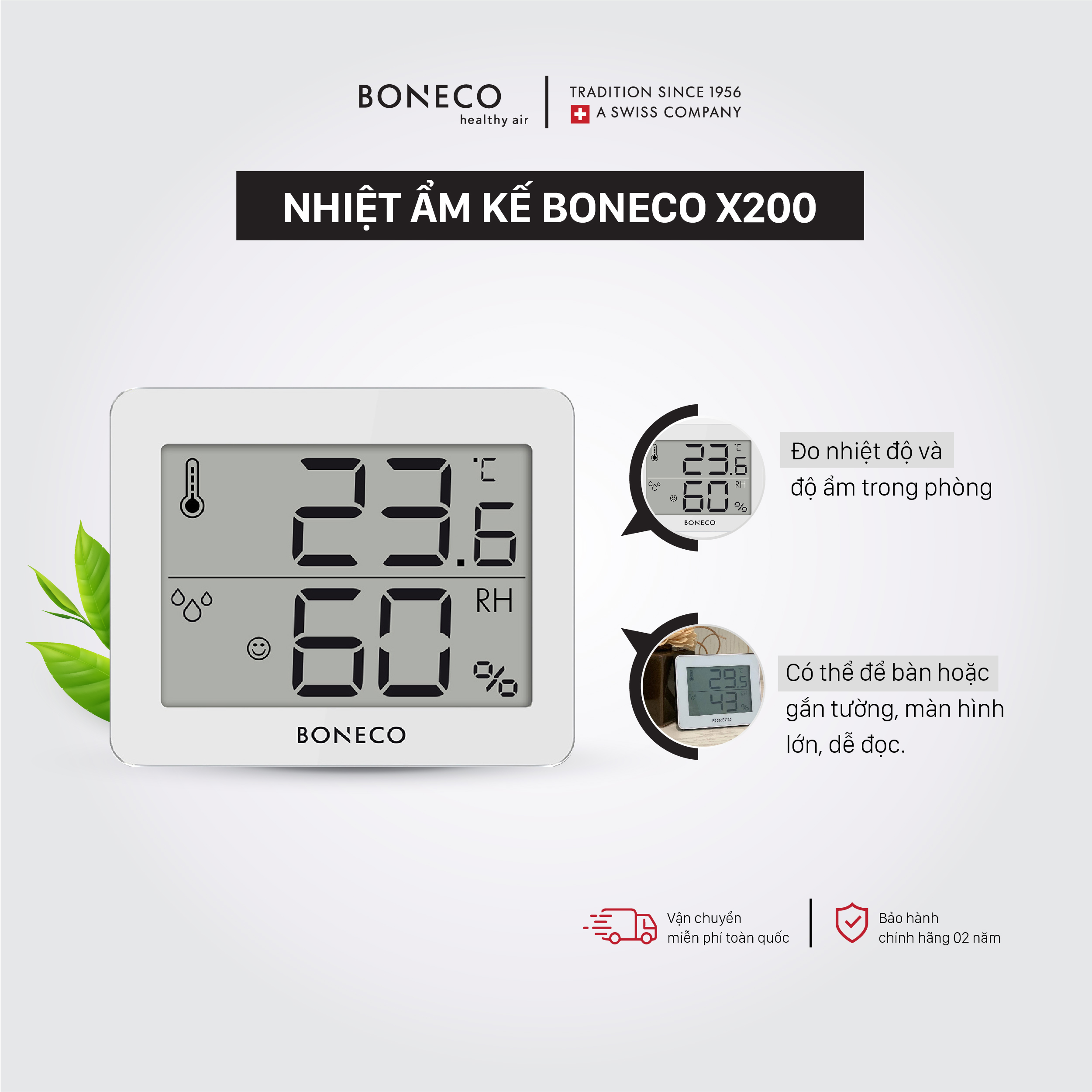 Nhiệt ẩm kế BONECO X200 (Nhập khẩu Thụy Sĩ)