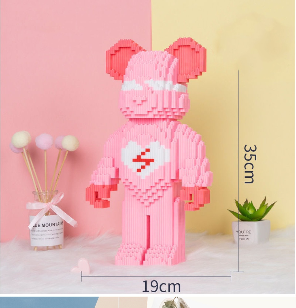 Bearbrick trái tim sét bộ đồ chơi mô hình lắp ghép thông minh đồ chơi xếp hình cho bé