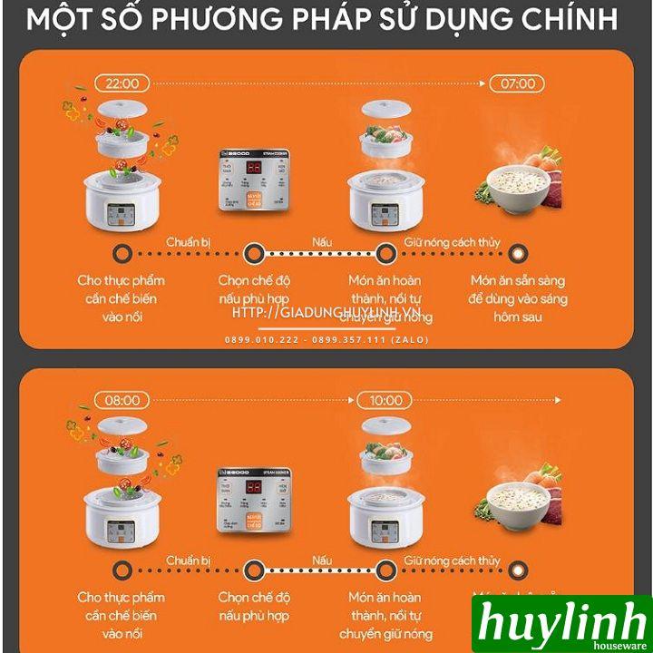 Nồi hầm chậm, chưng yến, nấu cách thuỷ 2Good A600 - 1.5 lít - 2 tầng - Tặng kèm sách hướng dẫn nấu ăn dặm - Hàng chính hãng