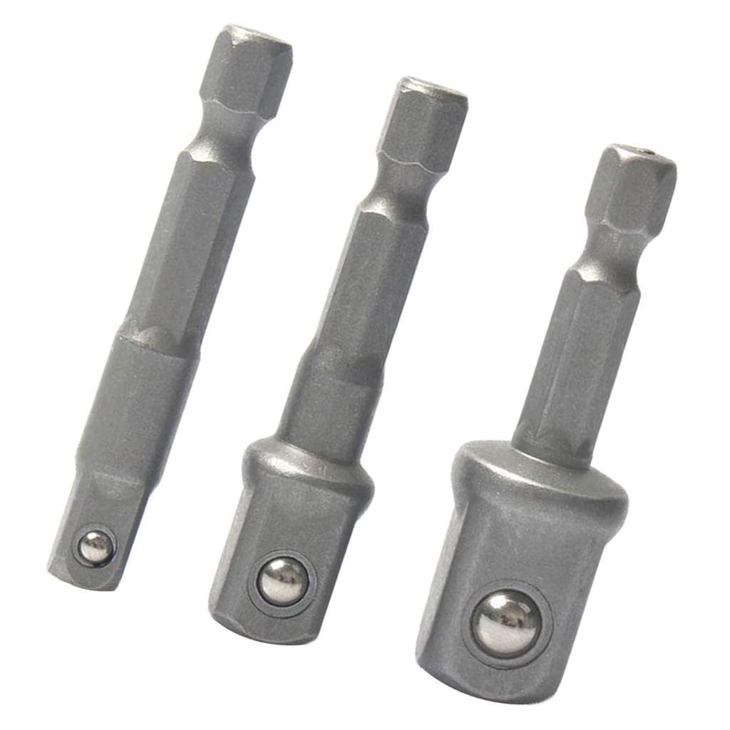 3x 1/2" 3/8" 1/4" Socket Bit Adapter Hex Bits Sleeve Conversion Extension Bar
