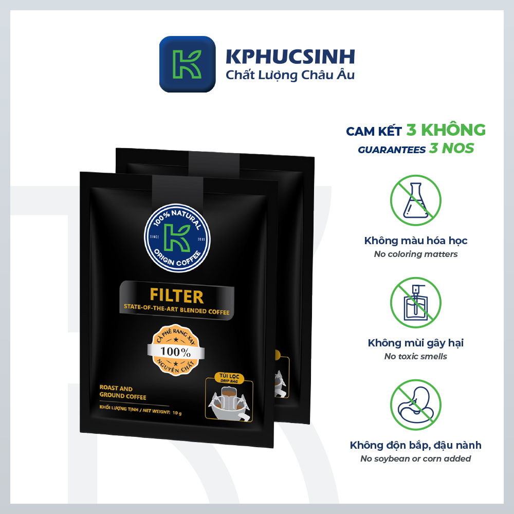 Cà phê phin giấy K Coffee 100% Robusta Arabica cà phê nguyên chất 50g