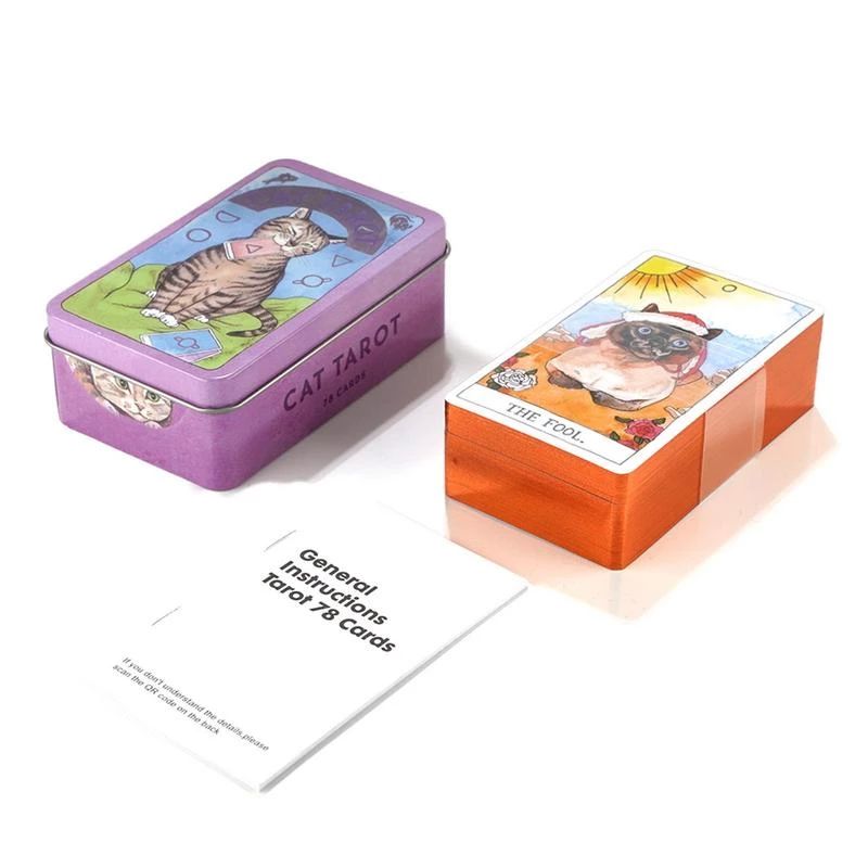 Bộ Bài Cat Tarot Hộp Sắt 78 thẻ mạ màu