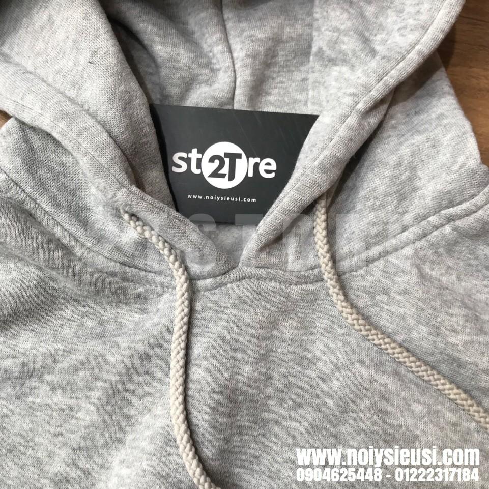 Áo hoodie unisex 2T Store H06 màu xám nhạt - Áo khoác nỉ chui đầu nón 2 lớp dày dặn chất lượng đẹp