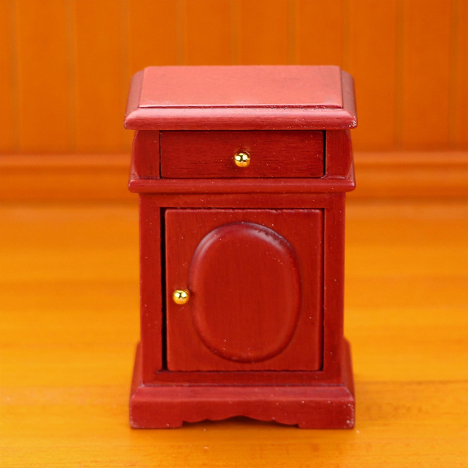 Miniature Wooden Bedside Table Bedroom Micro Landscape Furniture Decor