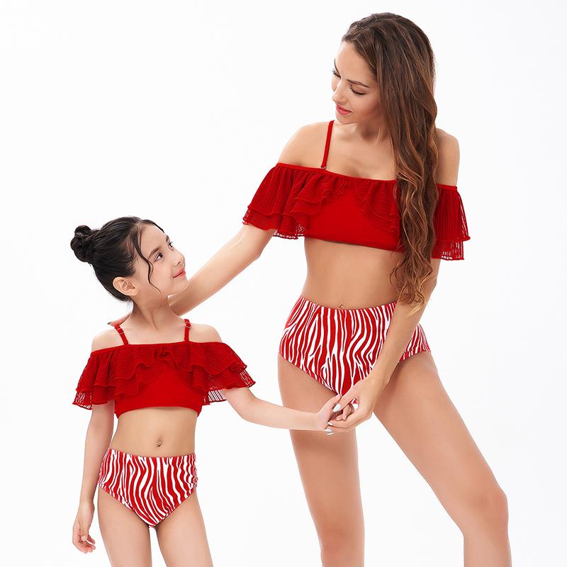 Phù Hợp Với Họ Mẹ Bơi Bikini 2021 Nữ, Có Phụ Nữ Đồ Bơi Trẻ Em Kid Cho Bé Bãi Biển Đồ Bơi Biquini Infantil