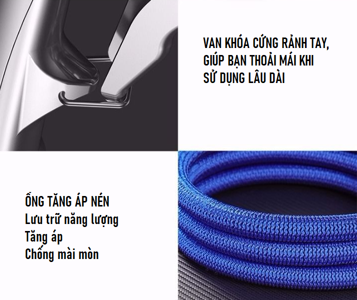 Vòi phun nước đồng cao cấp rửa xe tưới cây tăng áp thông minh giãn nở khi sử dụng 15 mét dây