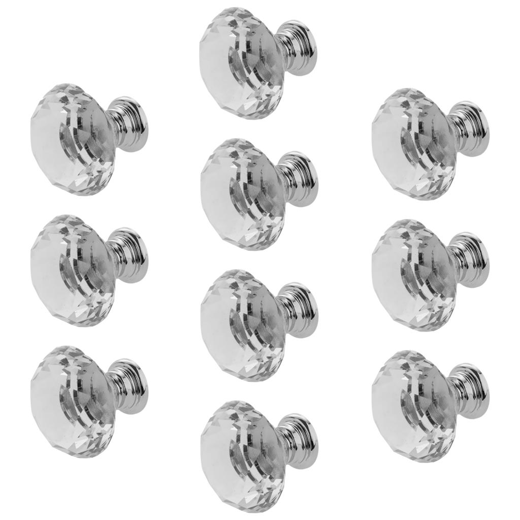 10x Glass Diamond Door Knob Drawer Dresser Pull Handle Cabinet Hardware