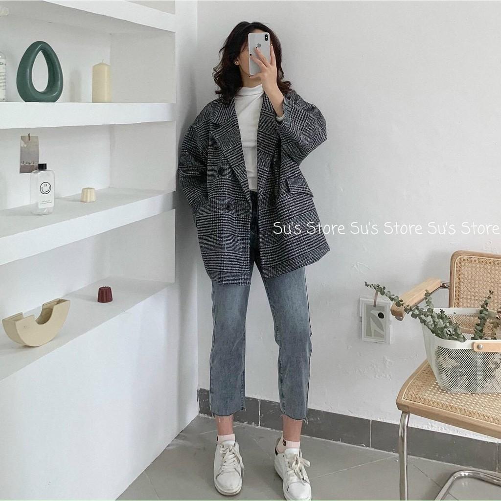 Áo vest blazer kẻ - Kẻ nhạt,Int: One size