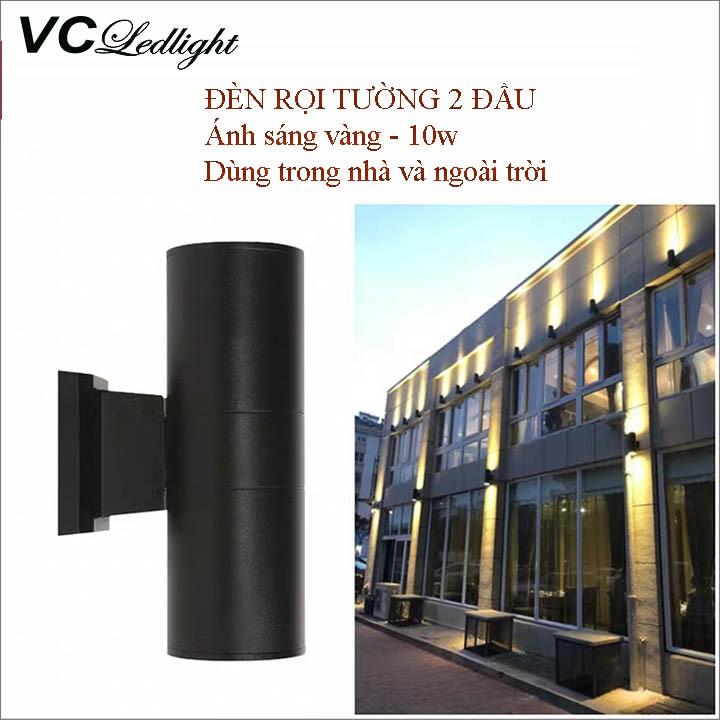 Đèn tường rọi 2 đầu dùng trong nhà hoặc ngoài trời cỡ to phi 90x260mm