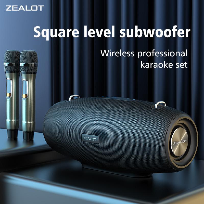 Zealot S67 Loa Bluetooth Boombox 60W công suất cao Di động Loa siêu trầm âm thanh nổi không dây Bass Loa lớn Radio có MIC Karaoke Màu sắc: Micrô kép