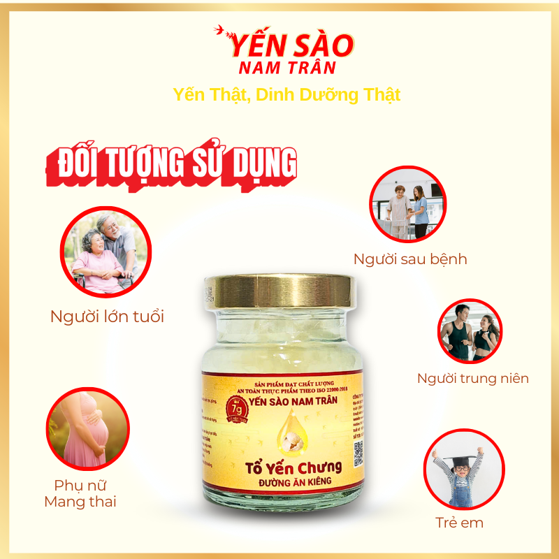 [Combo 3 Hộp] Yến chưng Đường Ăn Kiêng 7 gram Tổ Yến Tươi - Yến Sào Nam Trân. Hộp (6 lọ x 70 ml)