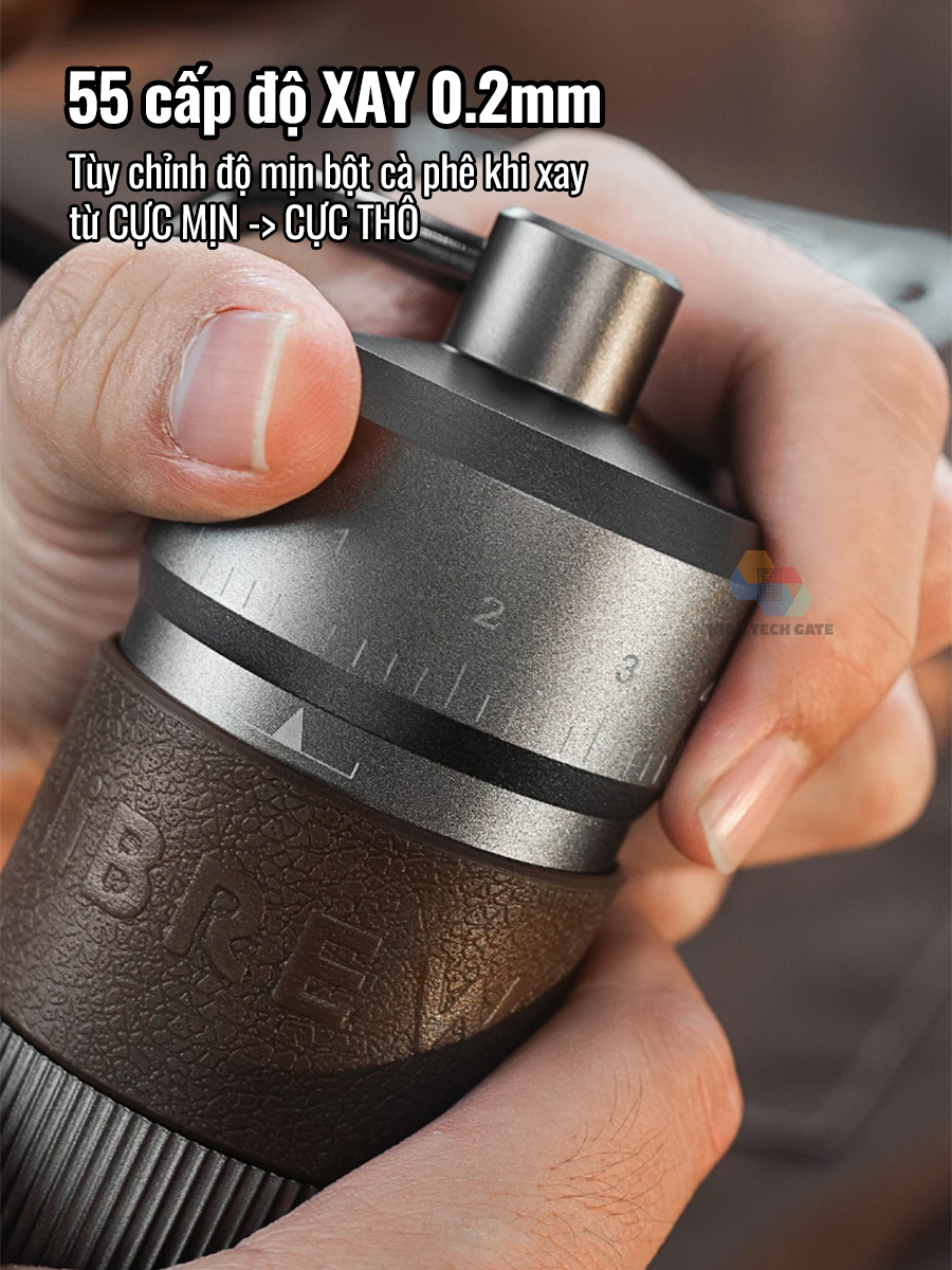 Máy Xay Cà Phê Cầm Tay G4B Toàn Bộ Kim Loại Cao Cấp, Hệ Thống 6 Cánh Core Kép, 55 Cấp Độ 11 Level, Hàng Chính Hãng