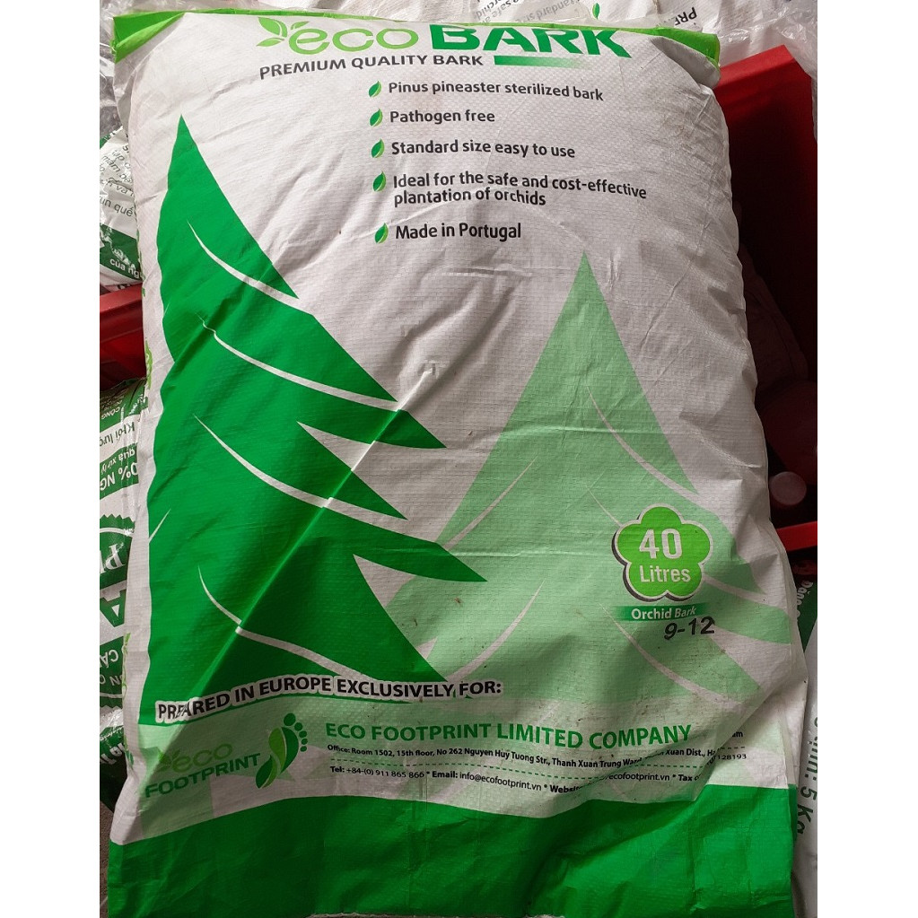 Vỏ Thông Cao Cấp Eco Bark, cỡ 9-12mm, Nhập khẩu BỒ ĐÀO NHA, bao 40 lít