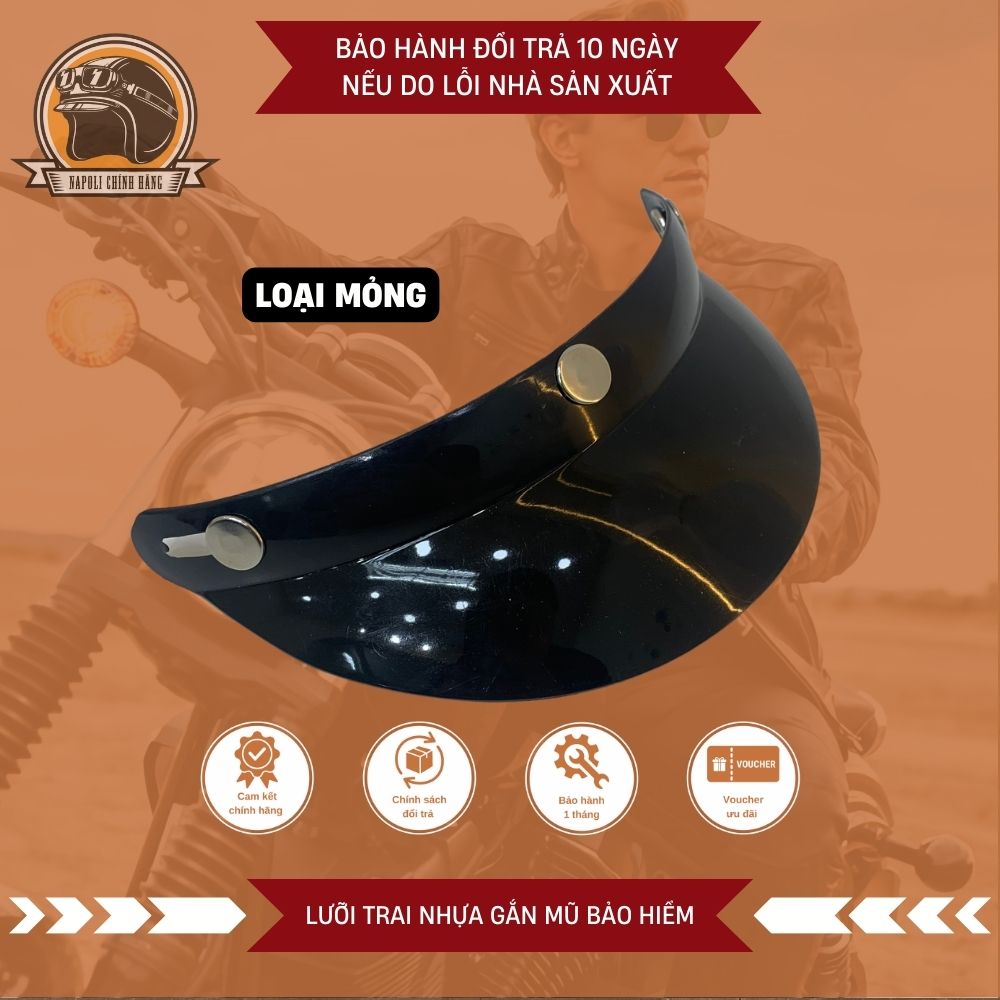 Lưỡi Trai Nhựa Gắn Mũ Bảo Hiểm Loại Mỏng - Lưỡi Trai Gắn Nón Bảo Hiểm Loại Dày - Màu Đen