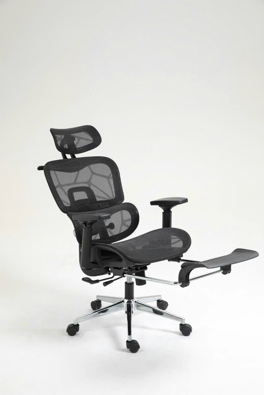 Ghế Công Thái Học Văn Phòng New Beginning NB900 – Ghế Xoay Lưng Lưới, Kèm Tựa Đầu, Tay Đa Năng