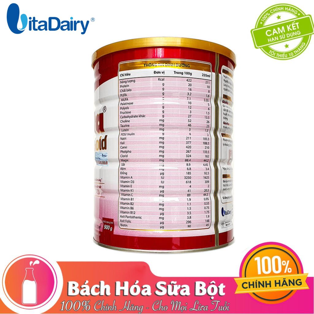 Sữa bột Gluvita Gold – Dinh dưỡng dành cho người bệnh ĐÁI THÁO ĐƯỜNG 900G