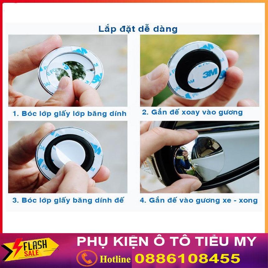 Bộ 2 Gương cầu lồi gắn kính hậu ô tô xoay 360 xóa điểm mù