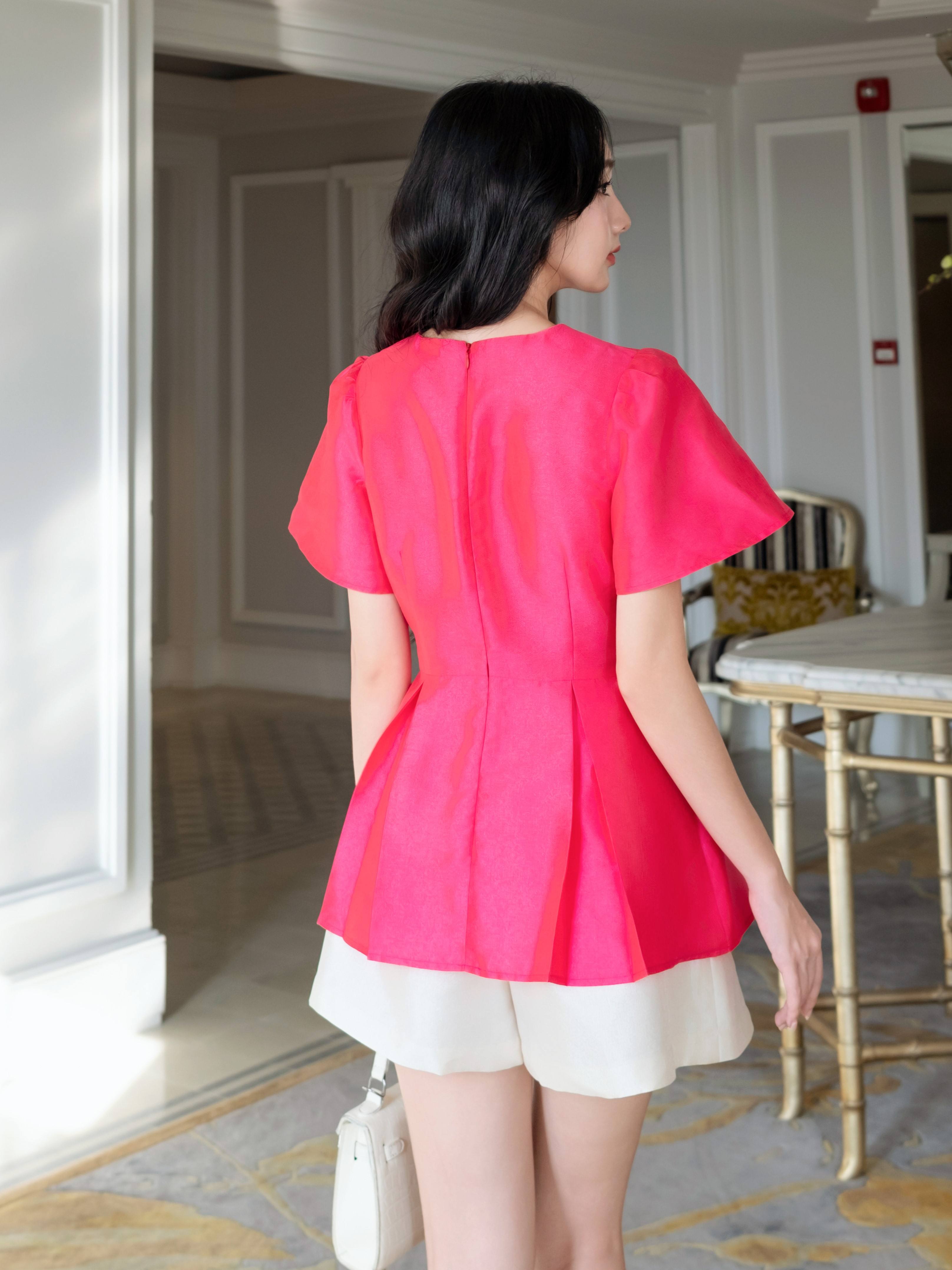 Quần kem xếp ly NGADO , quần short nữ , quần công sở