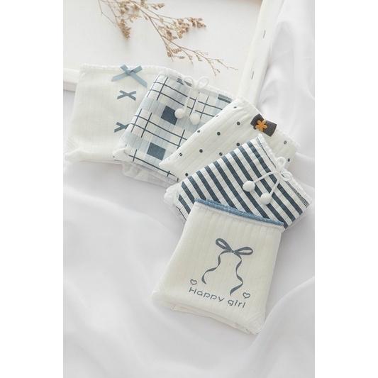 Quần Lót Nữ ️ Quần Cotton Nữ Gân Tăm Dễ Thương Kháng Khuẩn 0126