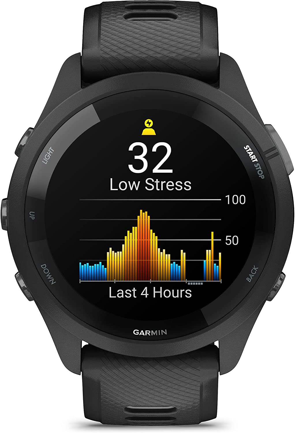 Đồng hồ Garmin Forerunner 265_Mới, hàng chính hãng - Black Bezel and Case with Black/Powder Gray Silicone Band