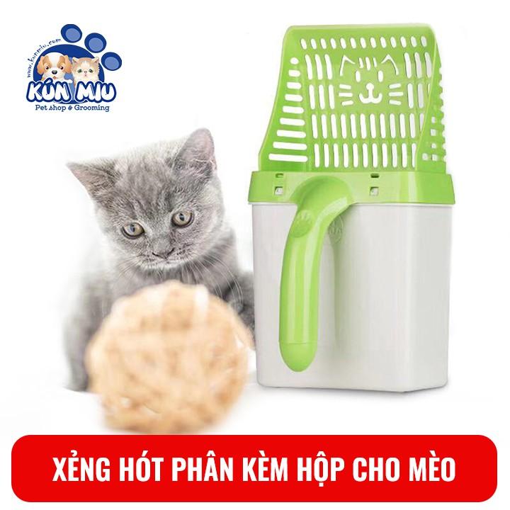 Xẻng xúc cát kèm hộp đựng chất thải cho mèo Kún Miu