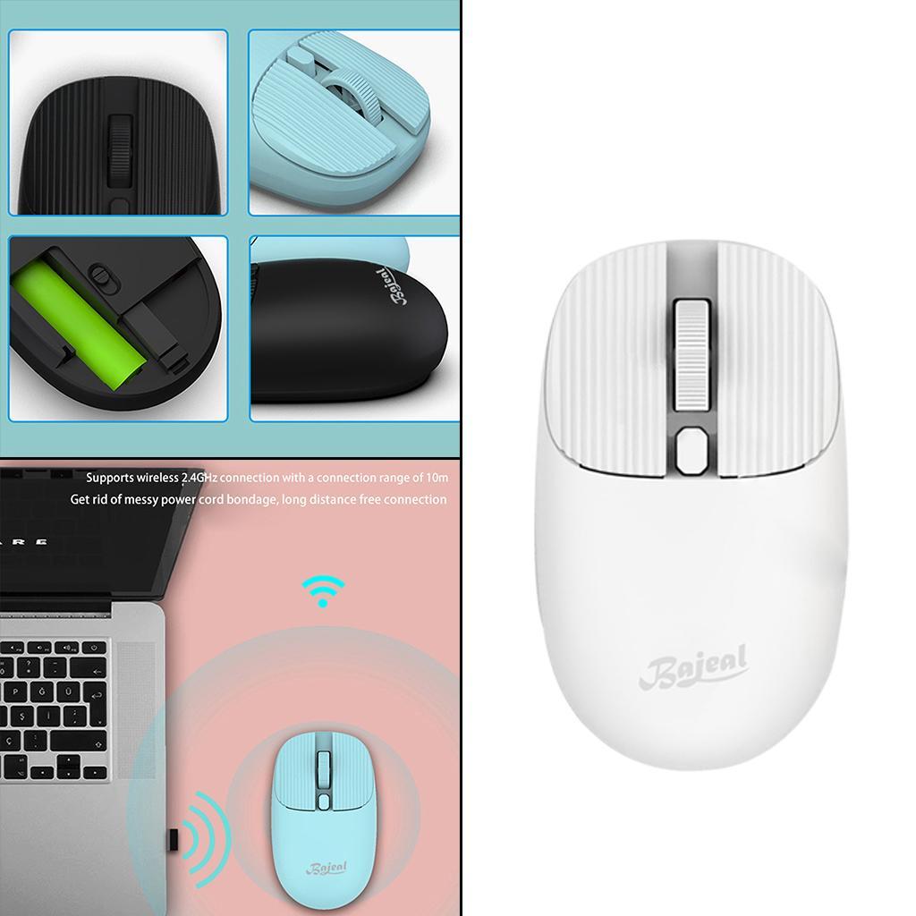 Wireless Mouse w/ USB Receiver Portable 1200DPI Noiseless Click 3 Buttons White