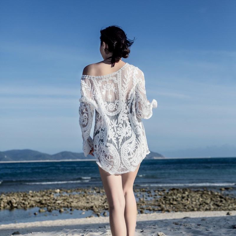 Áo khoác lưới kimono đi biển mặc ngoài bikini mùa hè 2023