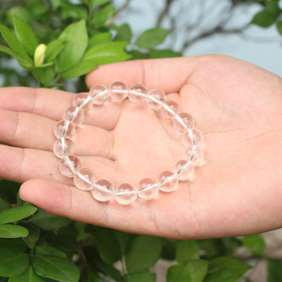 Vòng tay Phong thủy_Đá Thạch Anh Trắng 10ly_19 hạt