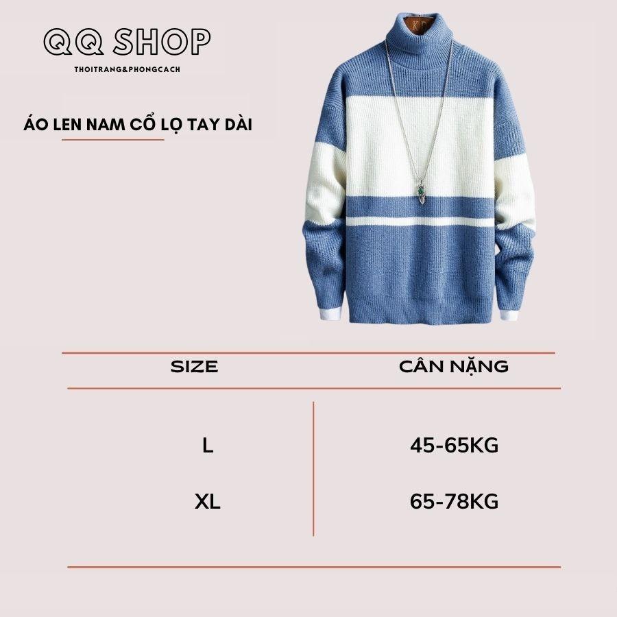 Áo len nam cổ lọ phối màu chất len lông cừu mềm mịn thời trang cao cấp - QQ SHOP