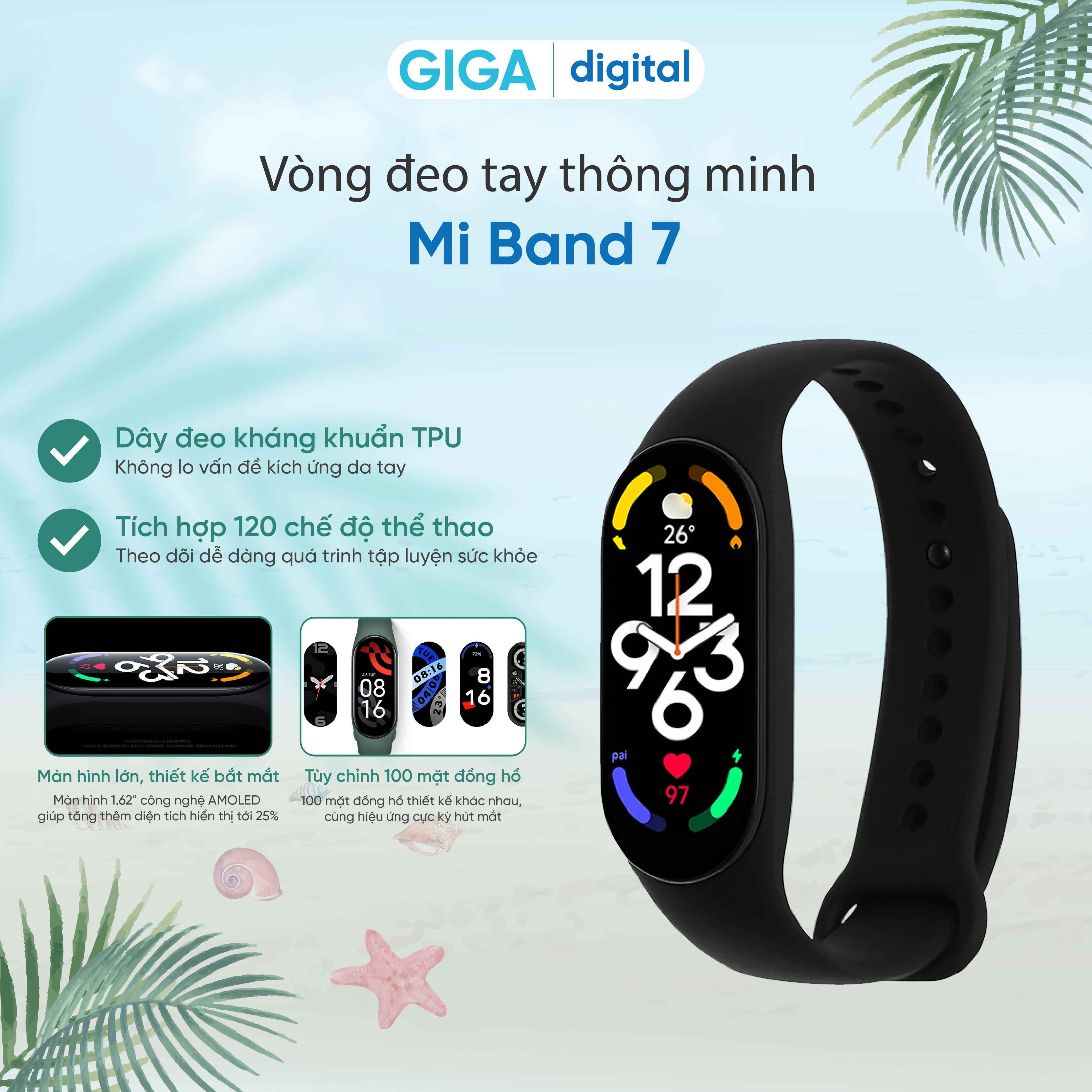 Vòng đeo tay thông minh Xiaomi Mi Smart Band 7 - Hàng Chính Hãng