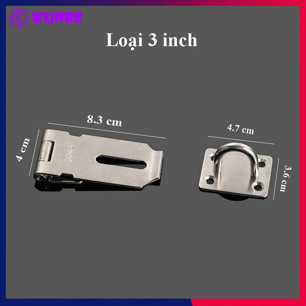 Chốt Khóa Thẳng Có PAT Khóa KUNBE, Bản Lề Cài Khóa Chốt Cửa Nhiều Kích Thước 3 inch, 4 inch, 5 inch