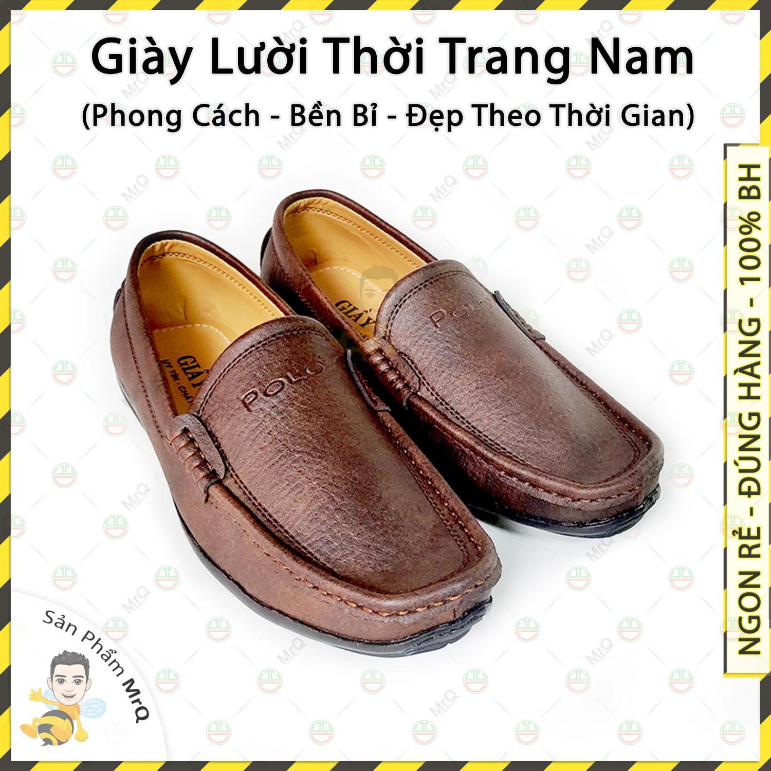 [Thanh Lịch] Giày Lười Thời Trang Nam Hàng Chính Hãng MrQ - Điểm Nhấn Phong Cách Màu Sắc Đậm Nét - NMA-8XGLPL01-NA (Nâu Đậm)