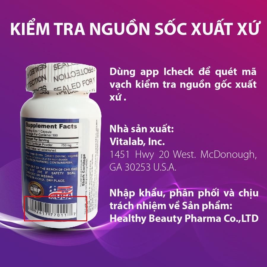 Viên Uống Bổ Sung Sụn Cá Mập Shark Cartilage 750mg 100 Viên