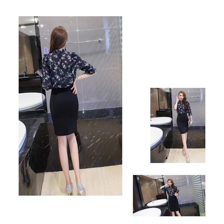 Chân váy công sở váy bút chì bigsize xẻ tà màu đen CR53V05