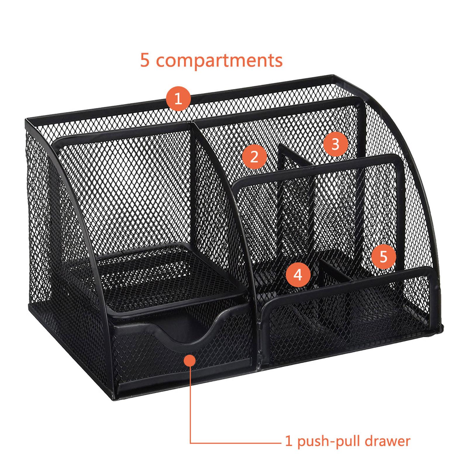 Office Table 6-Grid Mesh Storage Box Notes Pencil Stand Table Organizer Office Supplies