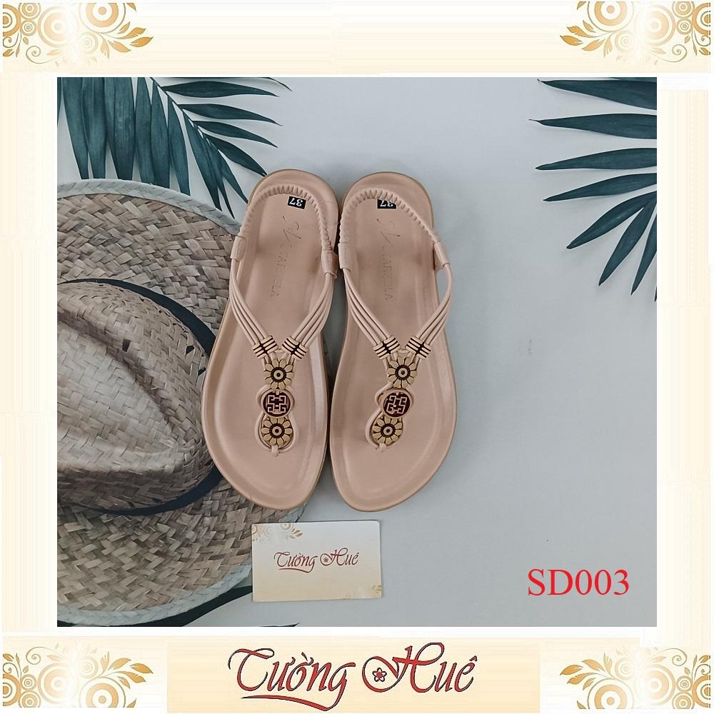 [Ảnh Thật 100%] Sandal Nữ Xỏ Ngón Đế Bệt Quai Hình Hoa - SD003