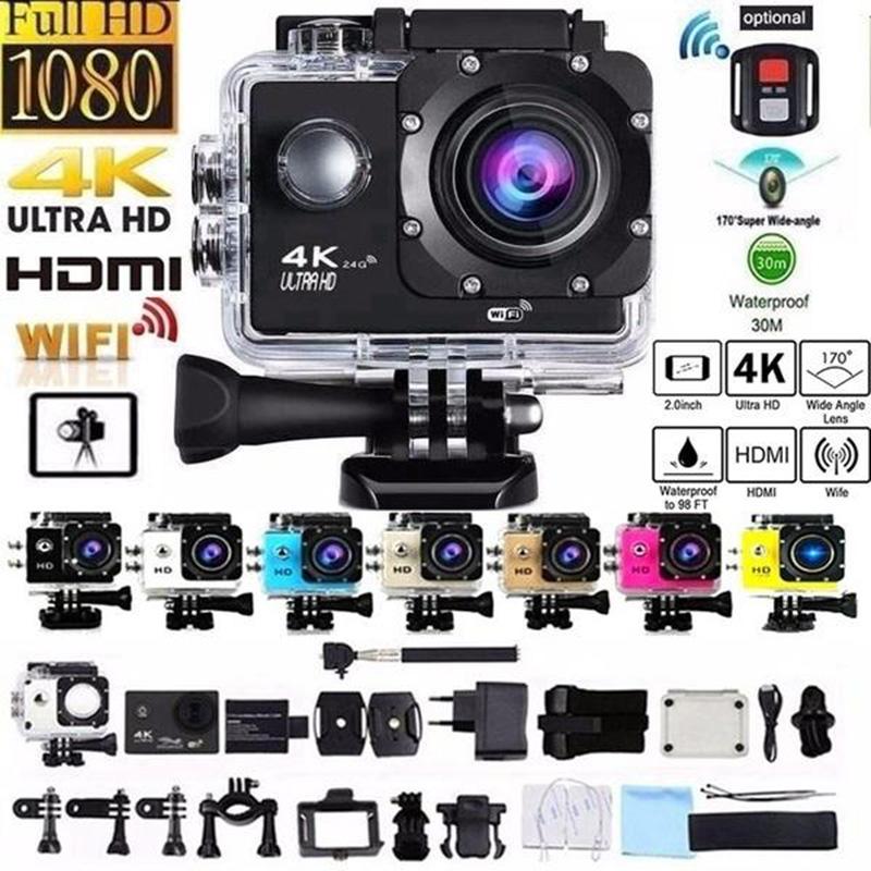 Camera hành động Ultra HD H9 4K WiFi 12MP 2 inch 30M chống nước Mũ bảo hiểm Pro 170 D Camera ghi hình xe đạp Camera thể thao