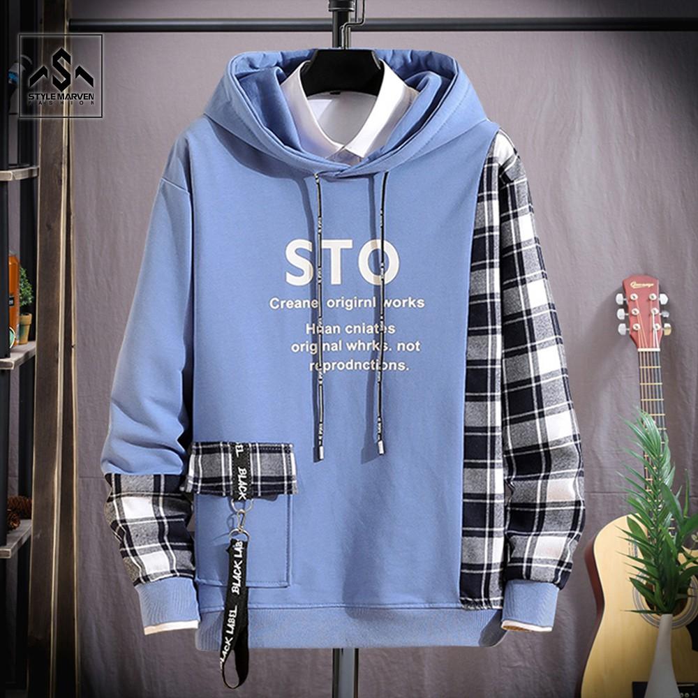 Áo hoodie nỉ nam thu đông thể thao STYLE MARVEN in chữ STO túi hộp kèm móc dây cá tính - TOP NAM 122