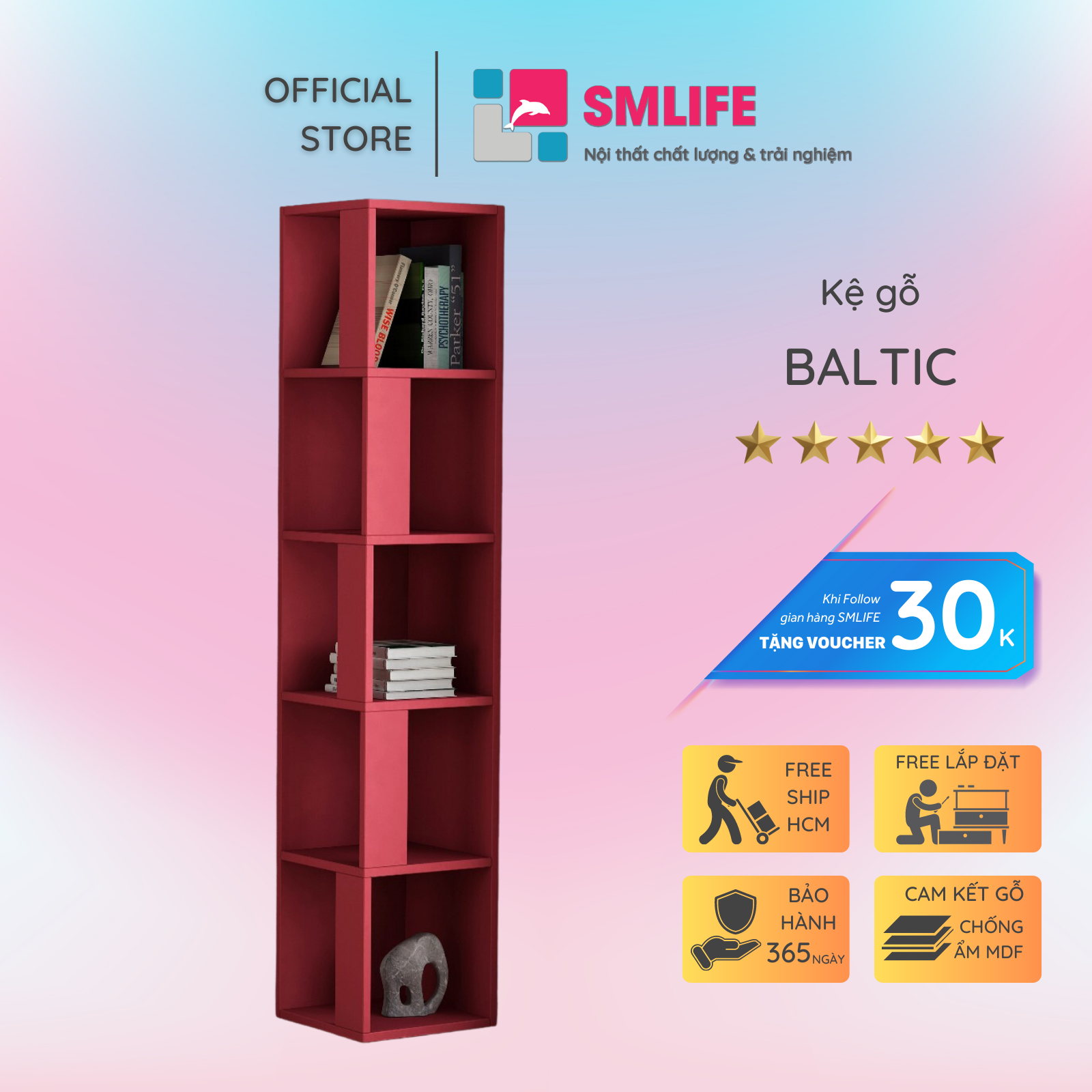 Giá sách gia đình hiện đại SMLIFE Baltic
