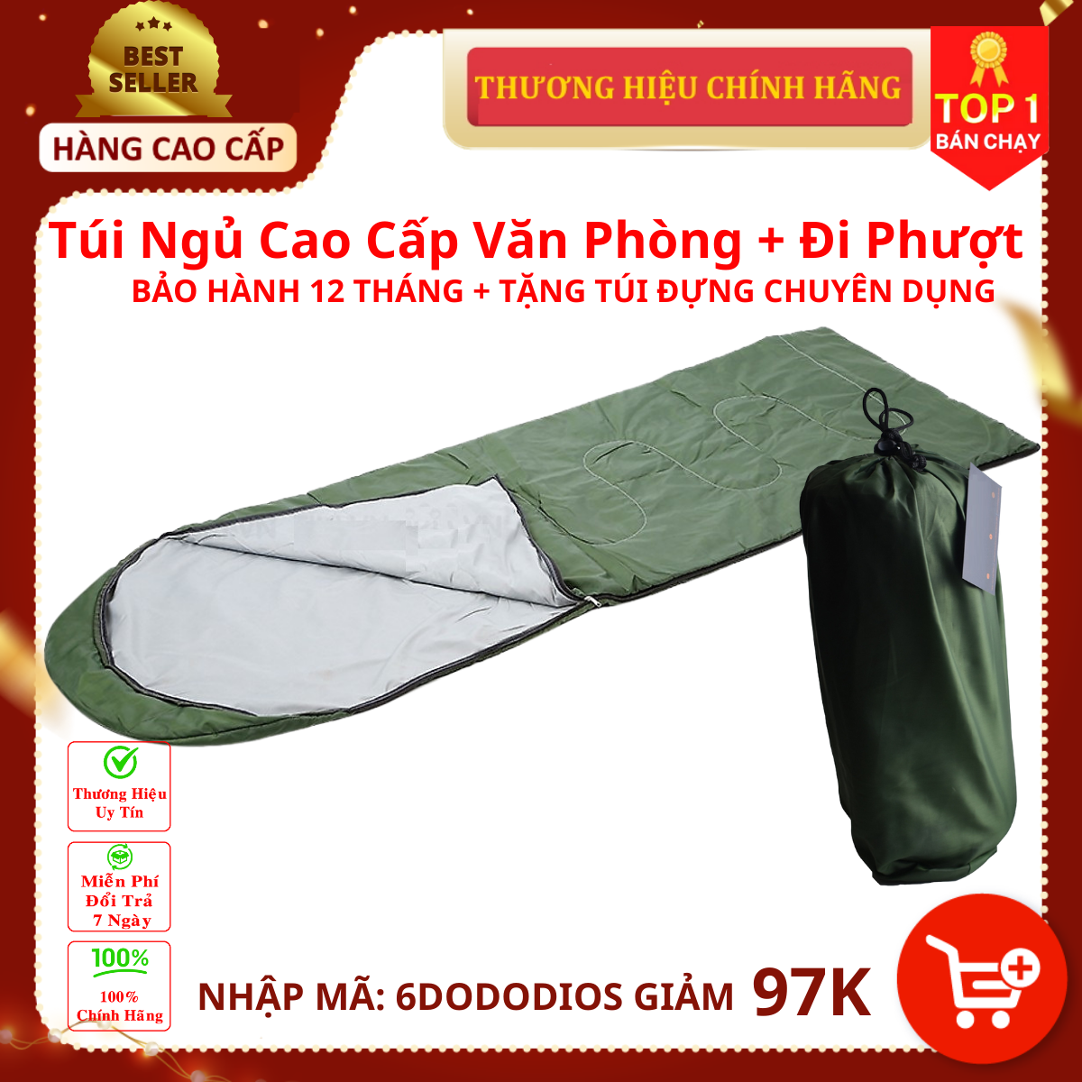 Túi Ngủ Cao Cấp Văn Phòng + Đi Phượt (Hàng Xuất Khẩu) - Túi Ngủ Dã Ngoại, Túi Ngủ Du Lịch - Chính hãng dododios