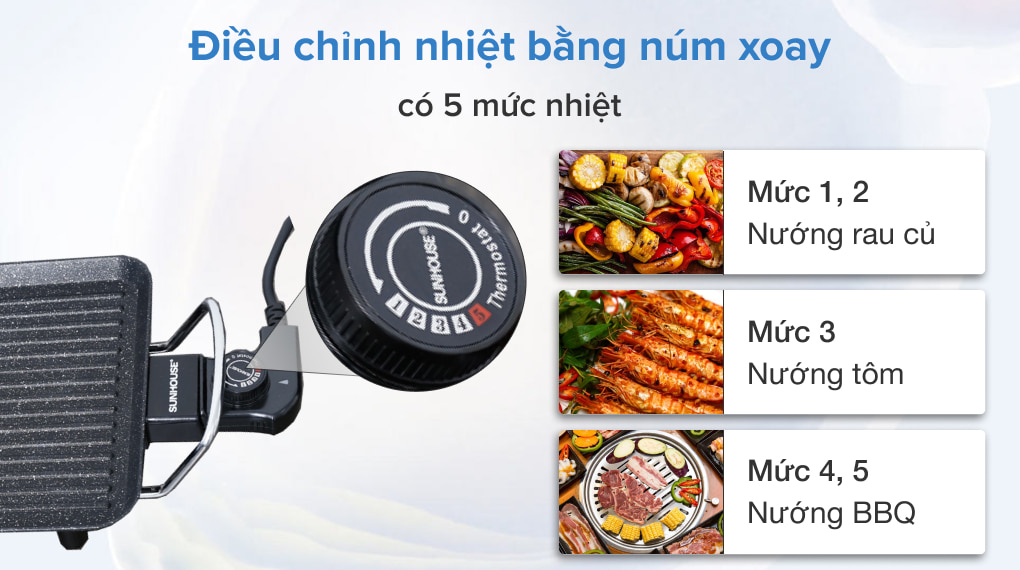 Vỉ nướng điện Sunhouse SHD4607 1500 W - Hàng Chính Hãng 100%