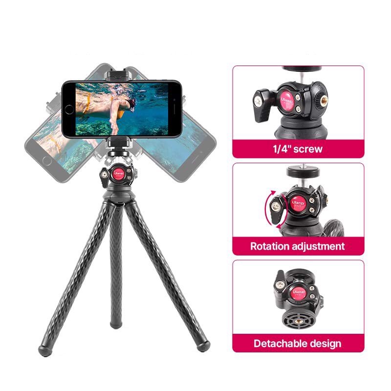 Ulanzi U-SELECT FT-01 - Tripod Bạch Tuộc Xoay 360° Cho Smartphone, Gopro, Máy Ảnh, Tải Trọng 2 Kg - Hàng Chính Hãng